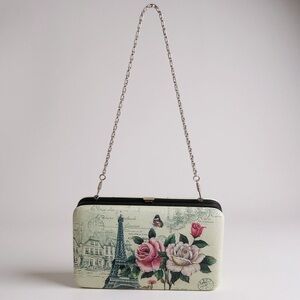 Floral Print Chain Strap Clutch